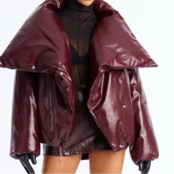 NWT| Fashion Nova Deep Burgundy Puffer Jacket - Picture 2 of 7
